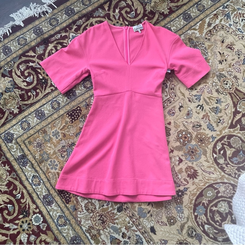Ganni Stretch suiting v-neck mini dress - Picture 10 of 13